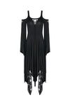 Gothic knitted long dress with irregular hem and hooked rope designs DW185 - Gothlolibeauty