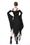 Gothic knitted long dress with irregular hem and hooked rope designs DW185 - Gothlolibeauty