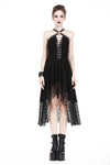 Punk knitted dress with net pattern hem and sexy eyelet rope design DW189 - Gothlolibeauty