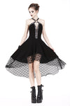 Punk knitted dress with net pattern hem and sexy eyelet rope design DW189 - Gothlolibeauty