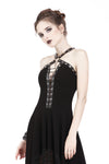 Punk knitted dress with net pattern hem and sexy eyelet rope design DW189 - Gothlolibeauty