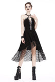 Punk knitted dress with net pattern hem and sexy eyelet rope design DW189 - Gothlolibeauty