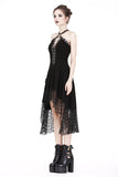 Punk knitted dress with net pattern hem and sexy eyelet rope design DW189 - Gothlolibeauty
