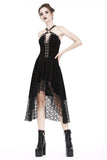 Punk knitted dress with net pattern hem and sexy eyelet rope design DW189 - Gothlolibeauty