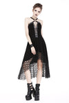 Punk knitted dress with net pattern hem and sexy eyelet rope design DW189 - Gothlolibeauty