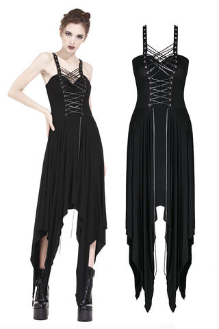 Punk knitted dress with irregular hem and interlaced rope design DW190 - Gothlolibeauty