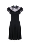 Gothic knitted dress with sexy rose flower net on top DW197 - Gothlolibeauty