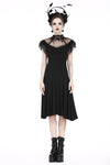 Gothic knitted dress with sexy rose flower net on top DW197 - Gothlolibeauty