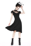 Gothic knitted dress with sexy rose flower net on top DW197 - Gothlolibeauty