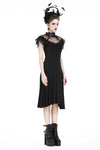 Gothic knitted dress with sexy rose flower net on top DW197 - Gothlolibeauty