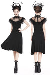 Gothic knitted dress with sexy rose flower net on top DW197 - Gothlolibeauty