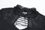 Elegant gothic lace-up lacey knitted T-shirt DW210 - Gothlolibeauty