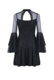 Cute gothic flower bust layered sleeve midi dress DW216 - Gothlolibeauty
