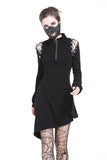 Punk zippered hollow shoulder dress DW218 - Gothlolibeauty