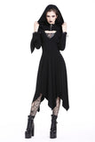 Gothic lace-up bust and sleeve hooded dress DW220 - Gothlolibeauty