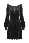 Gothic lace-up velvet midi dress DW224 - Gothlolibeauty