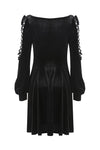 Gothic lace-up velvet midi dress DW224 - Gothlolibeauty