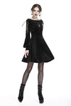 Gothic lace-up velvet midi dress DW224 - Gothlolibeauty