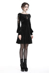 Gothic lace-up velvet midi dress DW224 - Gothlolibeauty