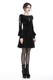 Gothic lace-up velvet midi dress DW224 - Gothlolibeauty