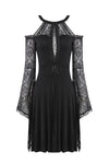 Gothic slit bust lace sleeve knitted dress DW227 - Gothlolibeauty