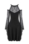 Gothic slit bust lace sleeve knitted dress DW227 - Gothlolibeauty