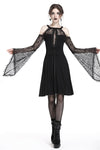 Gothic slit bust lace sleeve knitted dress DW227 - Gothlolibeauty