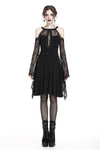 Gothic slit bust lace sleeve knitted dress DW227 - Gothlolibeauty