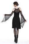 Gothic slit bust lace sleeve knitted dress DW227 - Gothlolibeauty