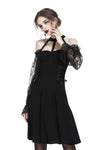 Gothic lace bishop sleeve lace-up dress DW228 - Gothlolibeauty