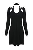 Punk crossed neckline sexy midi dress DW238 - Gothlolibeauty