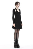 Punk crossed neckline sexy midi dress DW238 - Gothlolibeauty