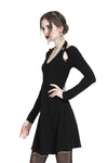 Punk crossed neckline sexy midi dress DW238 - Gothlolibeauty