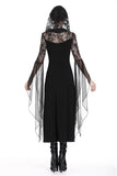 Gothic lacey hooded side slits maxi dress DW244 - Gothlolibeauty