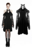 Black lady lace knitted off-shoulders dress DW246 - Gothlolibeauty