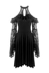 Black lady lace knitted off-shoulders dress DW246 - Gothlolibeauty