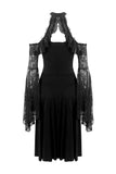 Black lady lace knitted off-shoulders dress DW246 - Gothlolibeauty