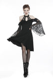 Black lady lace knitted off-shoulders dress DW246 - Gothlolibeauty