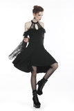 Black lady lace knitted off-shoulders dress DW246 - Gothlolibeauty