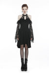 Black lady lace knitted off-shoulders dress DW246 - Gothlolibeauty