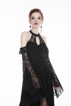 Black lady lace knitted off-shoulders dress DW246 - Gothlolibeauty