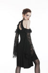 Black lady lace knitted off-shoulders dress DW246 - Gothlolibeauty