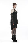 Black lady lace knitted off-shoulders dress DW246 - Gothlolibeauty