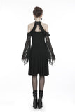 Black lady lace knitted off-shoulders dress DW246 - Gothlolibeauty