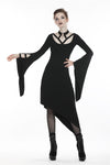Punk Black dress with asymmetrical hem DW254 - Gothlolibeauty
