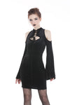 Gothic lace up neck dress with sexy hollow shoulders DW269 - Gothlolibeauty