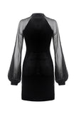 Retro Black tight dress with mesh sleeves DW270 - Gothlolibeauty