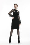 Retro Black tight dress with mesh sleeves DW270 - Gothlolibeauty