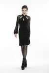 Retro Black tight dress with mesh sleeves DW270 - Gothlolibeauty