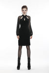Retro Black tight dress with mesh sleeves DW270 - Gothlolibeauty